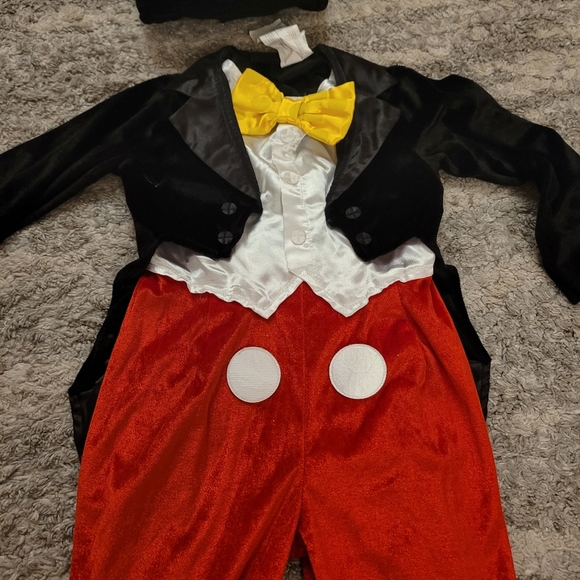 Mickey Mouse Disney Red and Black Kids Costume with Yellow Bow - Picture 4 of 6